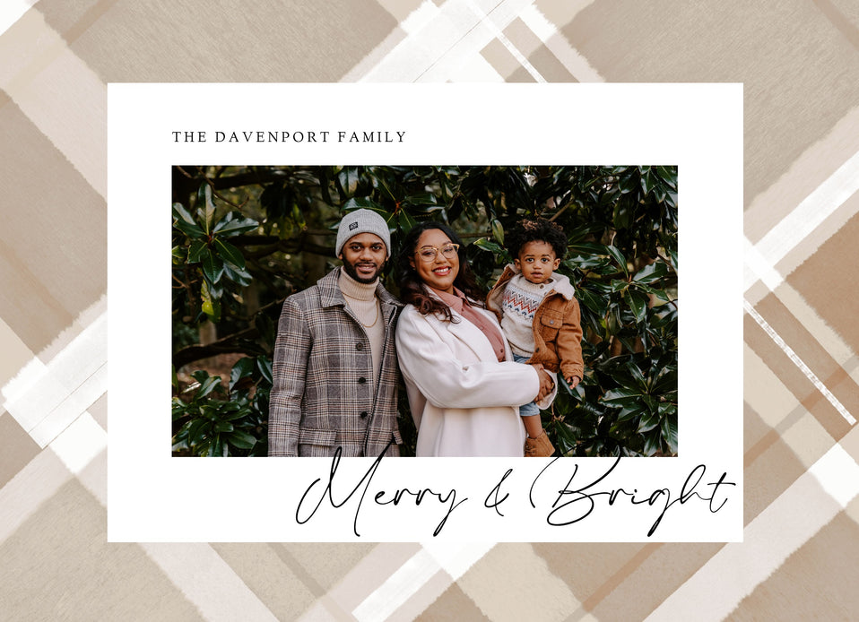Plaid Announcement-Postcards-Nations Photo Lab-Landscape-Dark Vanilla-Merry Christmas-Nations Photo Lab