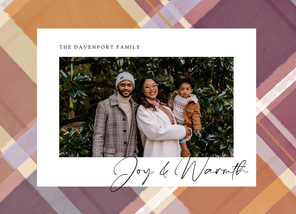 Plaid Announcement-Postcards-Nations Photo Lab-Landscape-Deep Taupe-Happy Holidays-Nations Photo Lab