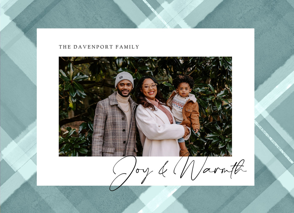 Plaid Announcement-Postcards-Nations Photo Lab-Landscape-Weldon Blue-Happy Holidays-Nations Photo Lab