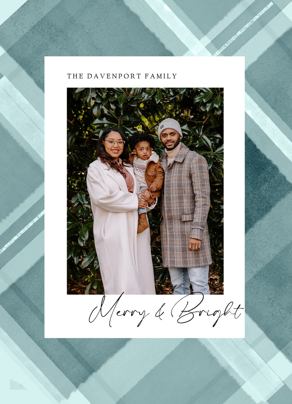 Plaid Announcement-Postcards-Nations Photo Lab-Portrait-Weldon Blue-Merry Christmas-Nations Photo Lab