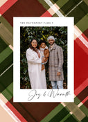 Plaid Announcement-Postcards-Nations Photo Lab-Portrait-Bright Red-Happy Holidays-Nations Photo Lab